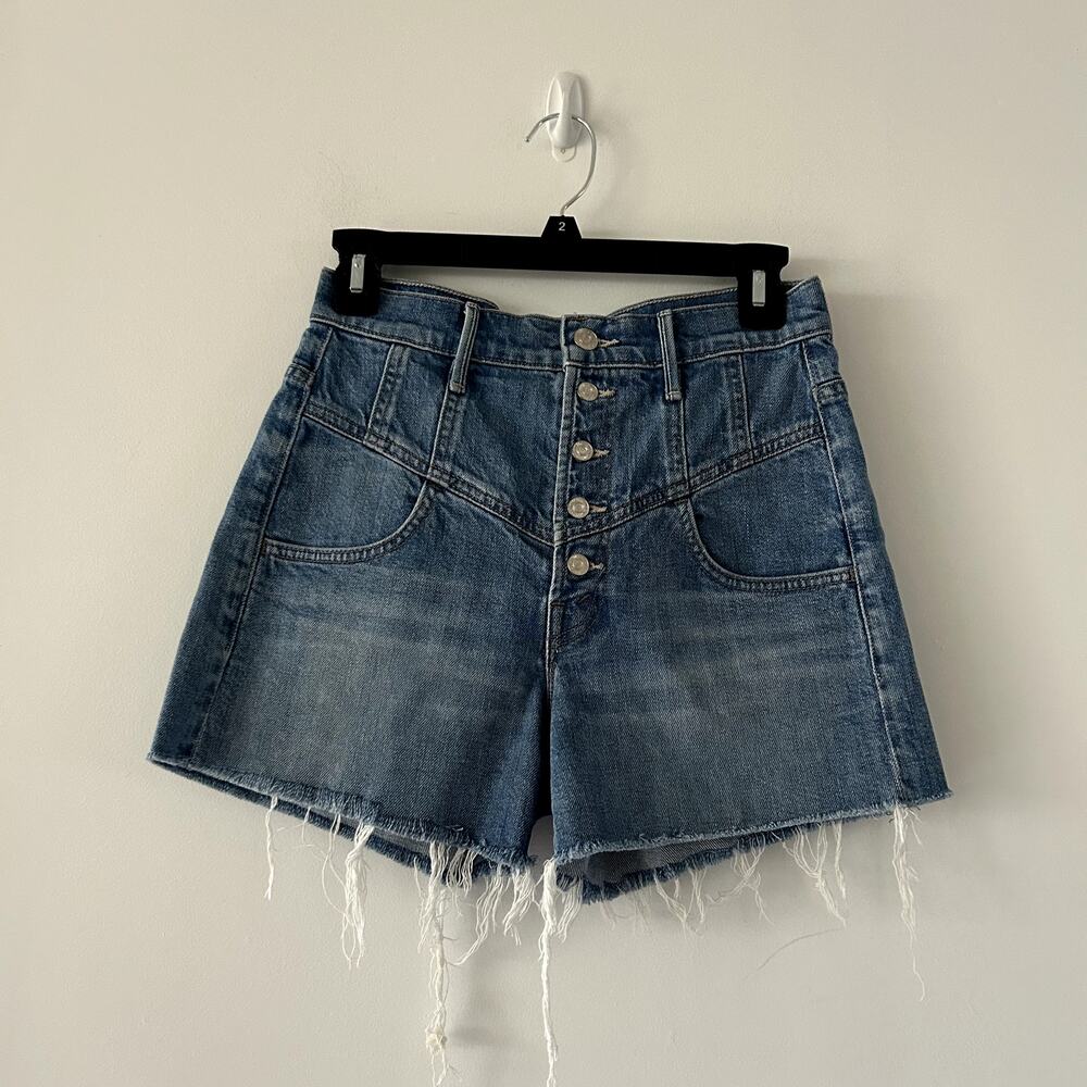 MOTHER Superior || Swooner Yoke Raw Hem Cutoff Denim‎ Shorts Post No Bills 26